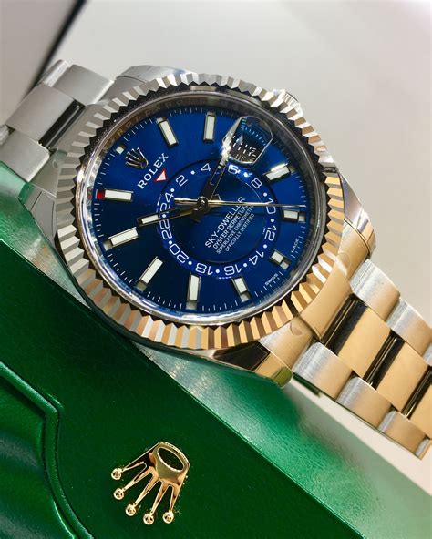 blue dial rolex sky dweller|More.